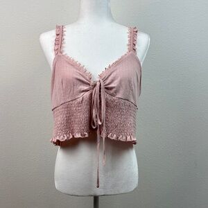 NWT- POL Blush corset style textured cozy knit adjustable strap crop top